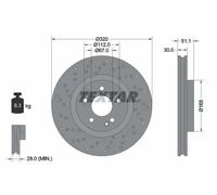 2x Brake disc internally vented 92262103 TEXTAR