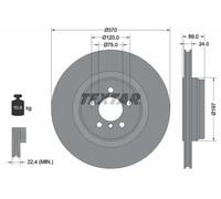 2x Brake disc internally vented 92270003 TEXTAR for BMW ALPINA