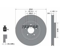 2x Brake disc internally vented 92281803 TEXTAR for HYUNDAI SANTA FÉ III