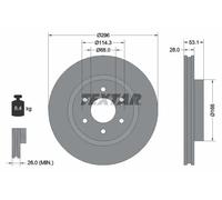 2x Brake disc internally vented 92285803 TEXTAR for NISSAN RENAULT