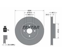 2x Brake disc internally vented 92287603 TEXTAR for TOYOTA YARIS/VITZ