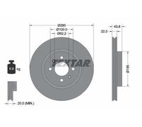 2x Brake disc internally vented 92288303 TEXTAR for HYUNDAI KIA