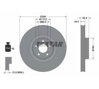 2x Brake disc internally vented 92293505 TEXTAR for AUDI A6 Allroad C7