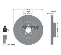 2x Brake disc internally vented 92294305 TEXTAR for AUDI A6 Allroad C7
