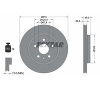 2x Brake disc internally vented 92315803 TEXTAR for OPEL INSIGNIA B Grand Sport