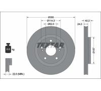 Textar Brake Disc 92337303 Internally Vented for Suzuki Swift V 1.4 (2017-)