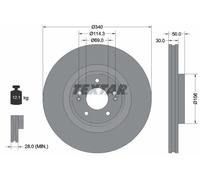 2x Brake disc internally vented 92342803 TEXTAR for KIA HYUNDAI