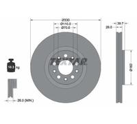 Textar 2 x Internally Vented Brake Discs fits Jeep Compass 2020-2021 1.3