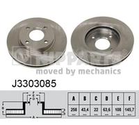 2x Brake disc internally vented J3303085 NIPPARTS for FORD MAZDA