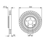 2x Brake disc Perforated 0 986 479 334 BOSCH for MERCEDES-BENZ S-CLASS E-CLASS