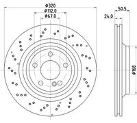 2x Brake disc Perforated 8DD 355 133-271 HELLA for MERCEDES-BENZ SL