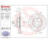 2x Brake Discs Vented Grooved Front 276mm 09.5674.2X Brembo 26300AE00A