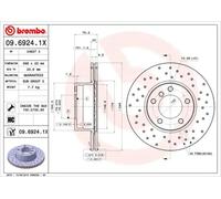 BREMBO Brake disc BMW 09.6924.1X 34111163013,34111163081,34111164839 Brake rotor,Brake discs,Brake rotors 34116767061