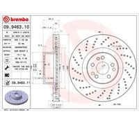 2x Brake disc perforated/vented 09.9463.11 BREMBO for MERCEDES-BENZ S-CLASS
