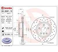 2x Brake disc perforated/vented 09.9581.1X BREMBO for BMW X3