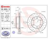 2x Brake disc perforated/vented 09.A634.1X BREMBO for TOYOTA HILUX VIII Pickup