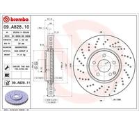 BREMBO UV Coated Vented Brake Disc - Drilled - Fits Mercedes - 09.A828.11