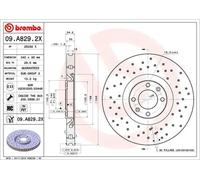 2x Brake disc perforated/vented 09.A829.2X BREMBO for CITROËN PEUGEOT DS
