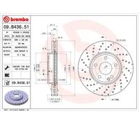 2x Brake disc perforated/vented 09.B436.51 BREMBO for MERCEDES-BENZ CLA Coupe