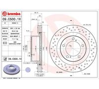 2x Brake disc perforated/vented 09.C500.1X BREMBO for TOYOTA LAND CRUISER 200