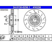 2x Brake disc perforated/vented 24.0130-0256.1 ATE for MERCEDES-BENZ A-CLASS CLA