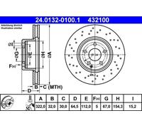 2x Brake disc perforated/vented 24.0132-0100.1 ATE for MERCEDES-BENZ C-CLASS