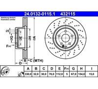 2x Brake disc perforated/vented 24.0132-0115.1 ATE for MERCEDES-BENZ S-CLASS