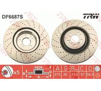 TRW Brake Disc DF6687S Perforated Vented for Mercedes-Benz GLE/M-Class/GL-Class