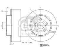 FEBI BILSTEIN 179054 Brake Disc Rear Solid 292mm Outer Diameter Fits Toyota C-HR