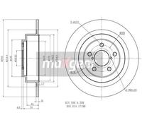 2x Brake disc Rear Axle solid 19-2357 MAXGEAR for SUBARU LEGACY Mk III Estate