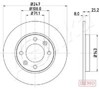 2x Brake disc Rear Axle solid 61-00-0615C ASHIKA for CITROËN PEUGEOT
