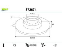 VALEO 672674 Brake disc