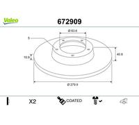 VALEO 672909 Brake disc