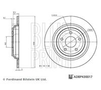 2x Brake disc Rear Axle solid ADBP430017 BLUE PRINT for FORD FOCUS III FOCUS IV