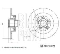 2x Brake disc Rear Axle solid ADBP430172 BLUE PRINT for RENAULT ESPACE V