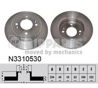 2x Brake disc Rear Axle solid N3310530 NIPPARTS for KIA HYUNDAI