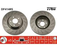 2x Brake disc slotted/perforated DF4148S TRW for MERCEDES-BENZ S-CLASS
