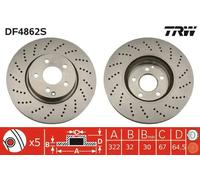 TRW Brake disc slotted/perforated DF4862S Brake rotor,Brake discs MERCEDES-BENZ,C-Klasse Limousine (W204),C-Klasse T-modell (S204)