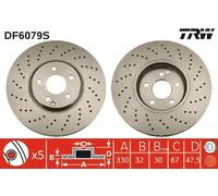 2x Brake disc slotted/perforated DF6079S TRW for MERCEDES-BENZ S-CLASS E-CLASS
