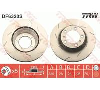 2x Brake disc slotted/perforated DF6320S TRW for PORSCHE PANAMERA