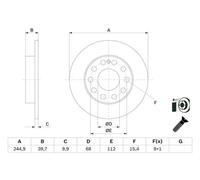 Bosch Brake Disc 0 986 478 986 - 2x Solid Rear for AUDI SEAT, Dia 245mm