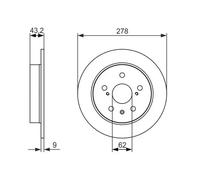 Bosch BD1651 Brake Disc Set - 278.2 mm Solid Discs - Rear Axle - ECE-R90 Certified - Reliable Braking, Stable Performance, Corrosion Protection - 1 Set of 2 Discs