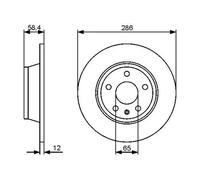 BOSCH 0986479465 Brake Disc Rear Solid 286mm Outer Diameter Fits Audi TT