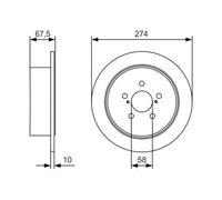 Bosch Brake Disc Set - 274 mm Solid Discs - Rear Axle - ECE-R90 Certified - Reliable Braking, Stable Performance, Corrosion Protection - 1 Set of 2 Discs