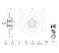 Bosch 0986479F42 Brake Disc Rear Braking System Replacement Fits Renault