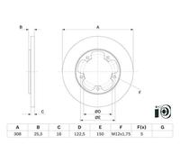 2x Brake disc solid 0 986 479 F44 BOSCH for FORD TRANSIT V363 Bus