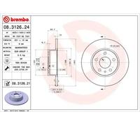 2x Brake disc solid 08.3126.21 BREMBO for ALFA ROMEO LANCIA FIAT