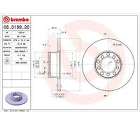 BREMBO Brake disc MERCEDES-BENZ 08.3189.20 1144210012,1154211412,1154231412 Brake rotor,Brake discs,Brake rotors 1234200072,1234210012,1234210013