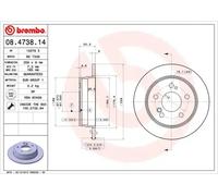 2x Brake disc solid 08.4738.14 BREMBO for MERCEDES-BENZ 190 124 Saloon E-CLASS