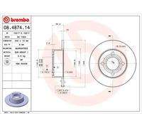 BREMBO Brake disc AUDI 08.4874.14 443615601 Brake rotor,Brake discs,Brake rotors